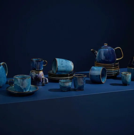 Theeset pot 80 cl met 4 kopjes Nova Blue