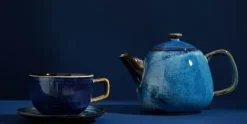 Theeset pot 80 cl met 4 kopjes Nova Blue