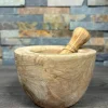 Vijzel en stamper 14 cm olijfhout