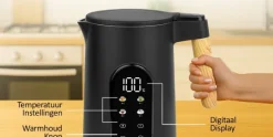 Waterkoker 1,7 liter zwart bamboe Emerio