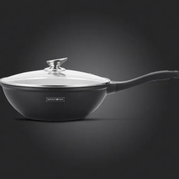 Wokpan marmeren coating 28 cm zwart